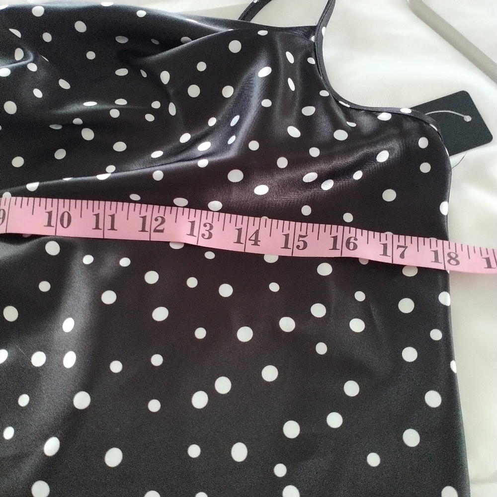 Bebe Satin Midi Silhouette Black & White Polka Dot Dress M - Picture 10 of 11